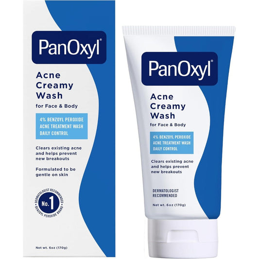 PanOxyl Antimicrobial Acne Creamy Wash 4 Percent Benzoyl Peroxide front view