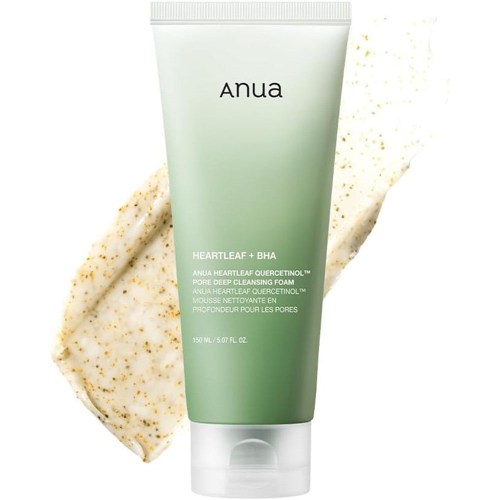 Anua Heartleaf Quercetinol Pore Deep Cleansing Foam 150ml bottle front view for pore care.