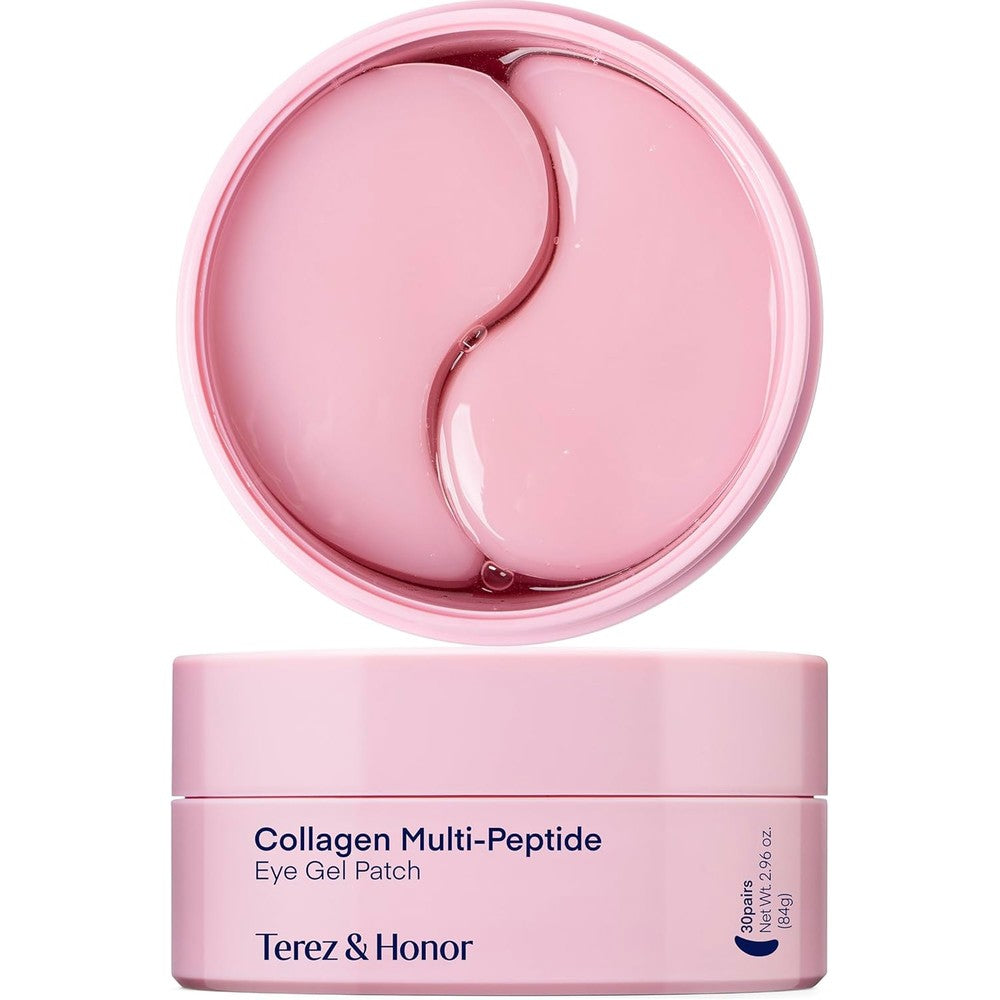 Terez And Honor Peptide Collagen Under Eye Patches 60 count container front view for dark circles treatment