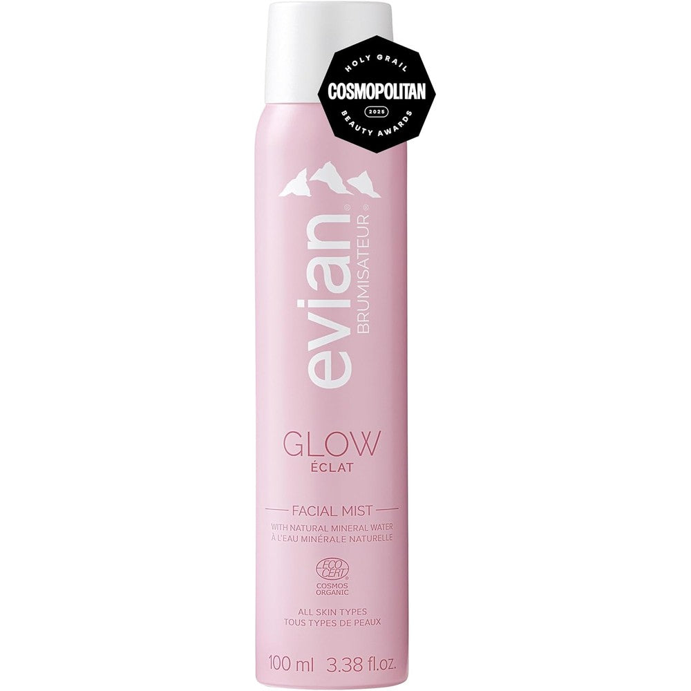 Evian Glow Facial Mist front view bottle packaging