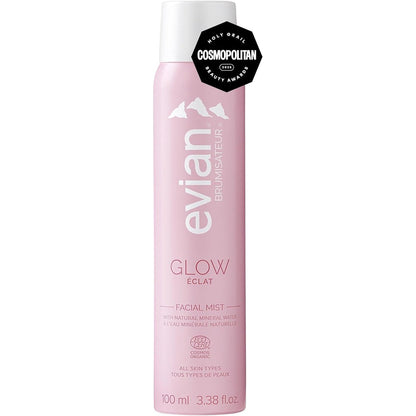 Evian Glow Facial Mist front view bottle packaging