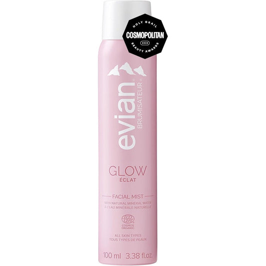 Evian Glow Facial Mist front view bottle packaging