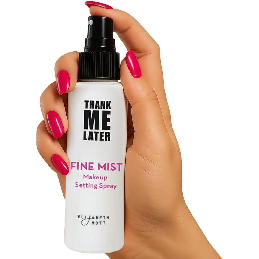 Elizabeth Mott Thank Me Later Dewy Makeup Setting Spray front view bottle