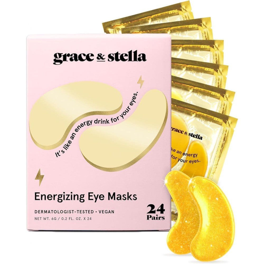Grace and Stella gold under eye mask patches packaging front view