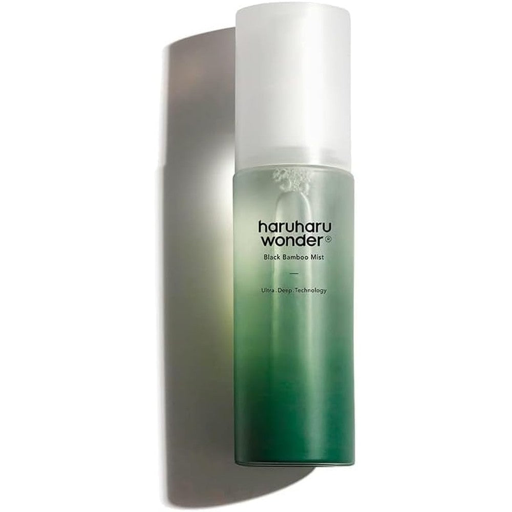 Haruharu Wonder Black Bamboo Mist front view of the premium retail bottle demonstrating authentic brand packaging.