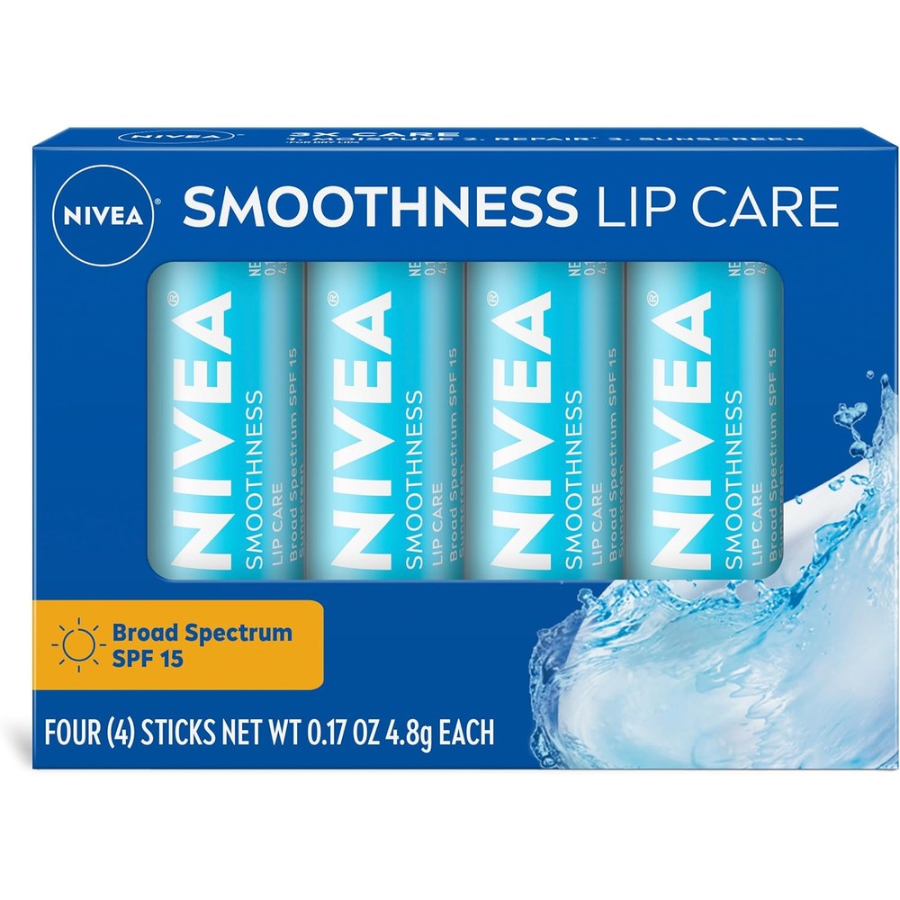 Nivea Smoothness Lip Care SPF 15 4-pack front view