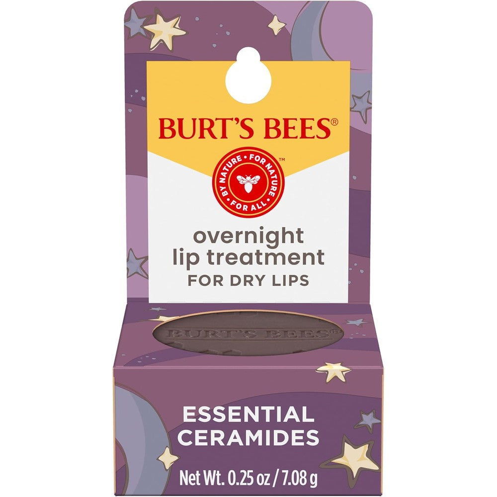 Burt's Bees Original Overnight Intensive Lip Treatment front view of jar showing premium lip therapy packaging