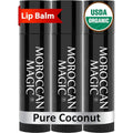 Moroccan Magic organic pure coconut lip balm 3 pack front view