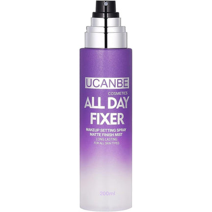 Cosluxe Ucanbe All Day Fixer matte setting spray front view bottle on white background