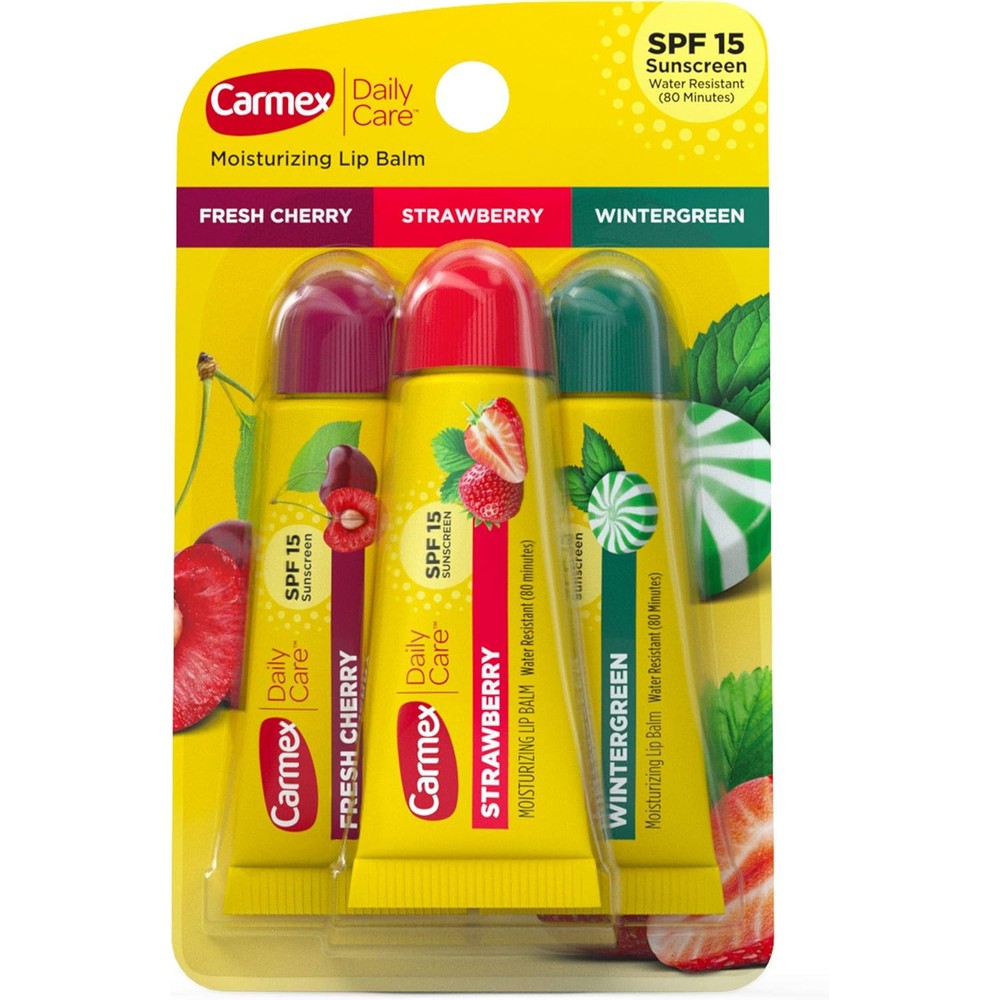 Carmex Daily Care Moisturizing Lip Balm variety pack front view