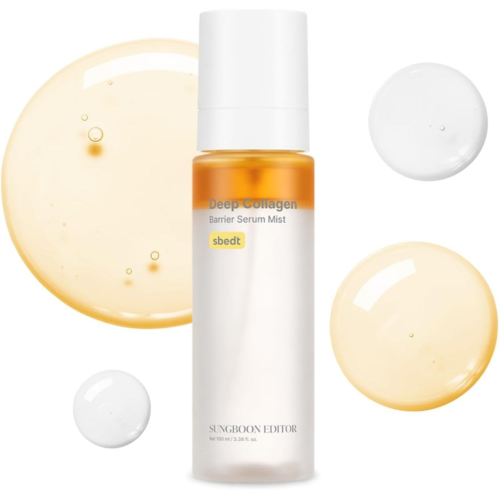 SUNGBOON EDITOR Deep Collagen Barrier Serum Mist front view bottle on plain background