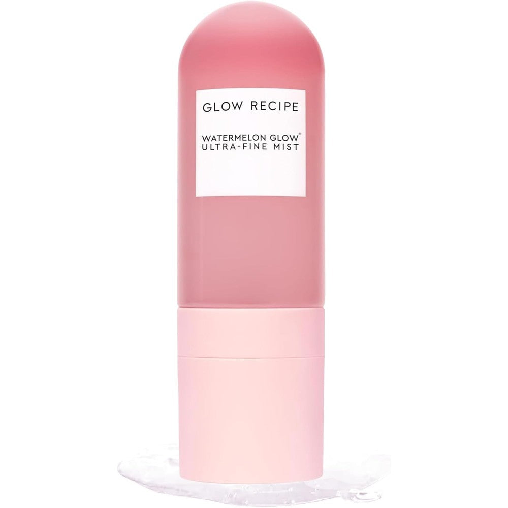 Glow Recipe Watermelon Glow Ultra Fine Facial Spray front view pink glass bottle