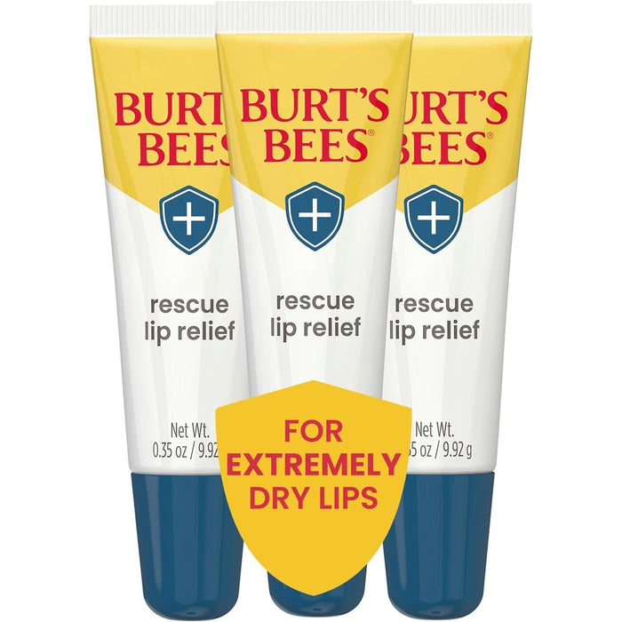 Burt's Bees Rescue Lip Relief Honey Vanilla front view squeeze tube packaging