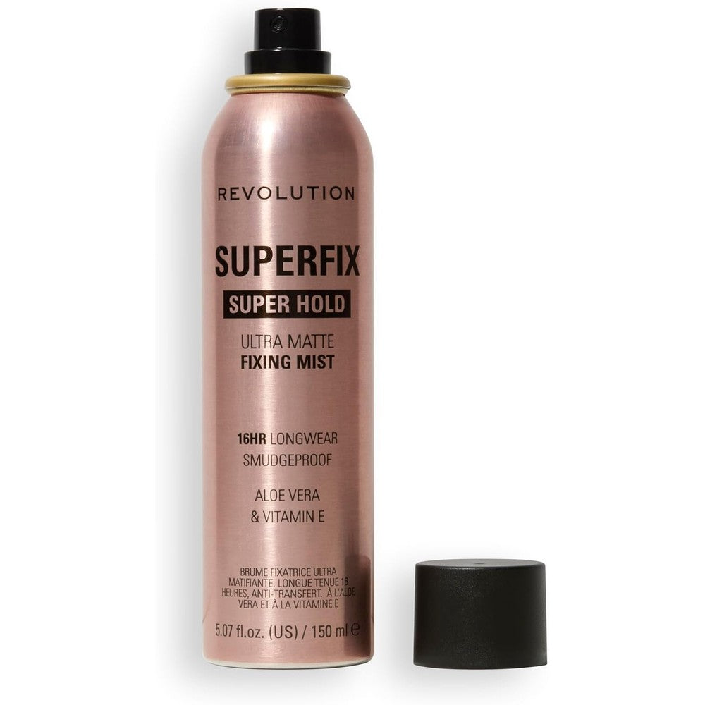 Revolution Beauty London Superfix Misting Makeup Setting Spray front view bottle on white background