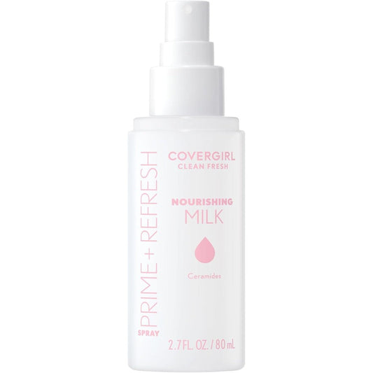 COVERGIRL Clean Fresh Nourishing Milk Spray front view showing the hydrating face mist bottle.