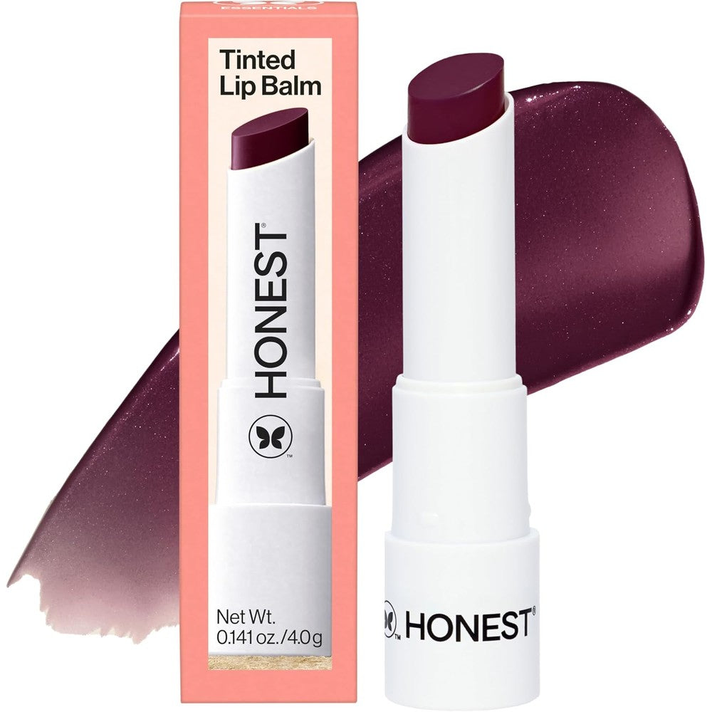 Honest Beauty Moisturizing Vegan Tinted Lip Balm in Plum Drop shade