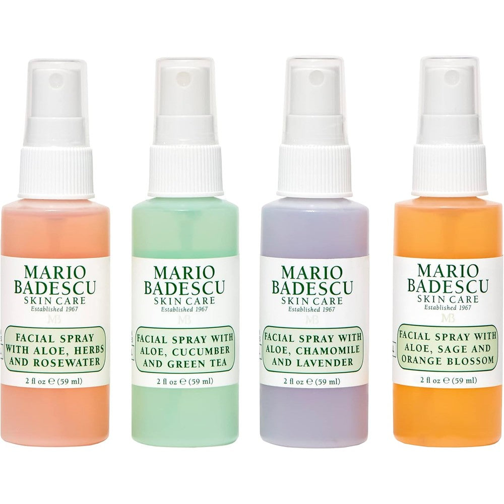 Mario Badescu Mini Mist Facial Spray Collection front view packaging set of four bottles