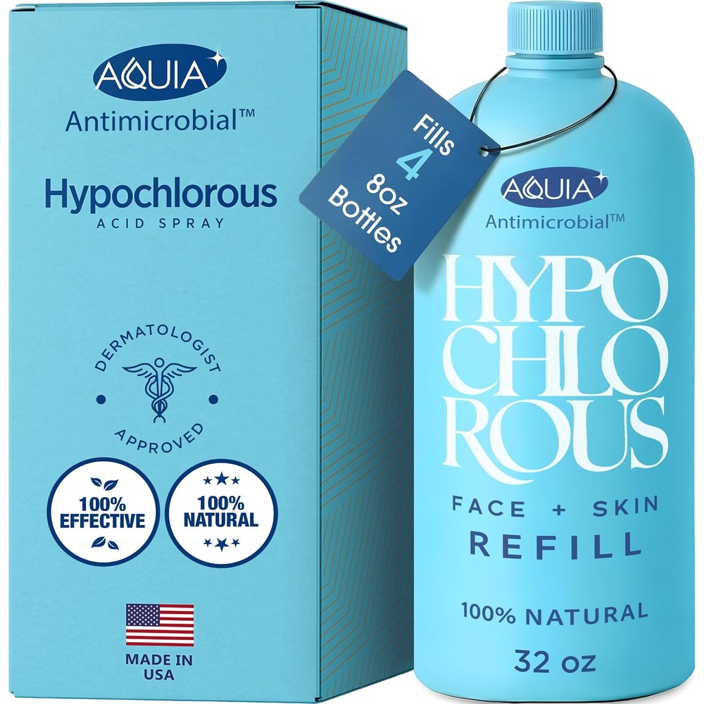 Aquia Hypochlorous Acid Spray for Face and Skin 32 fluid ounce bottle front view