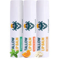 Tallowbourn grass-fed beef tallow lip balm 3-pack front view showcasing packaging and brand logo