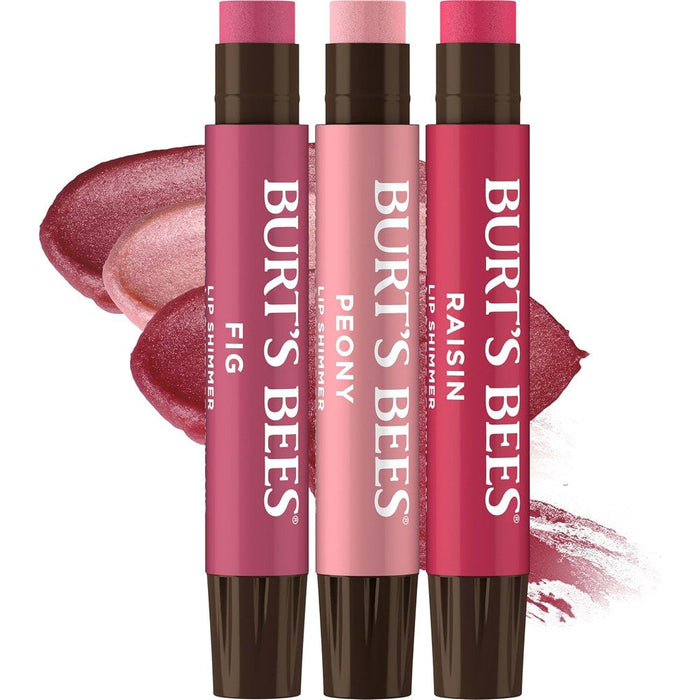 Burt's Bees Lip Shimmer Nude Collection front view packaging and tubes