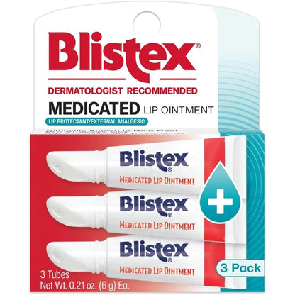 Blistex Medicated Lip Ointment tube front view for cold sore relief