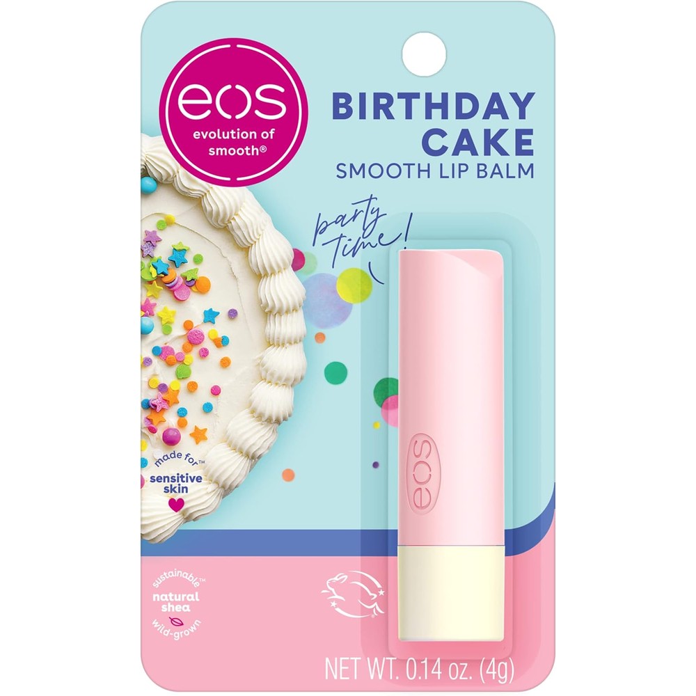 Eos Natural Shea Lip Balm Birthday Cake front view