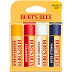 Burt's Bees natural moisturizing lip balm variety pack front view showing four tubes