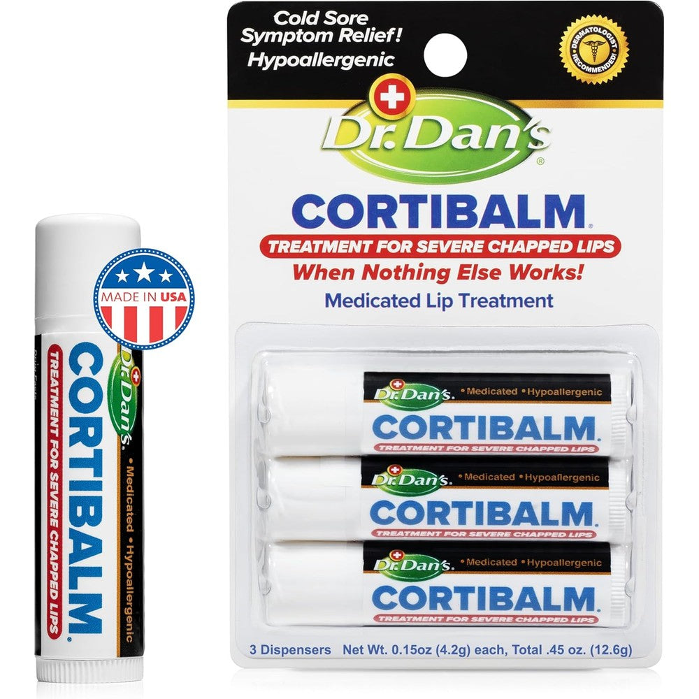 Dr. Dan's Cortibalm 3 pack set front view for chapped lips
