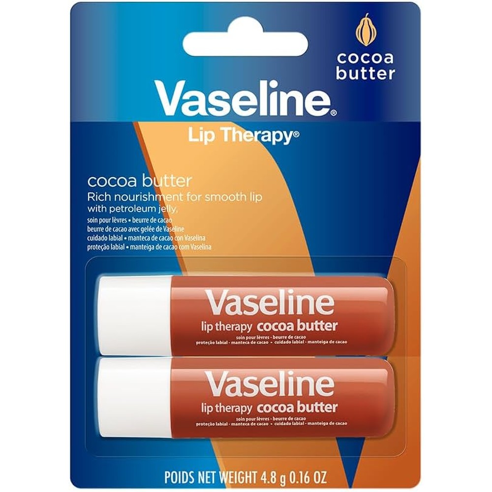 Vaseline Lip Therapy Cocoa Butter twin pack front view