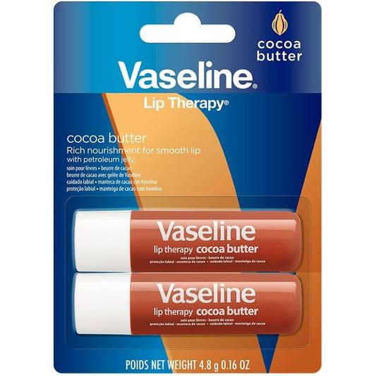 Vaseline Lip Therapy Cocoa Butter twin pack front view