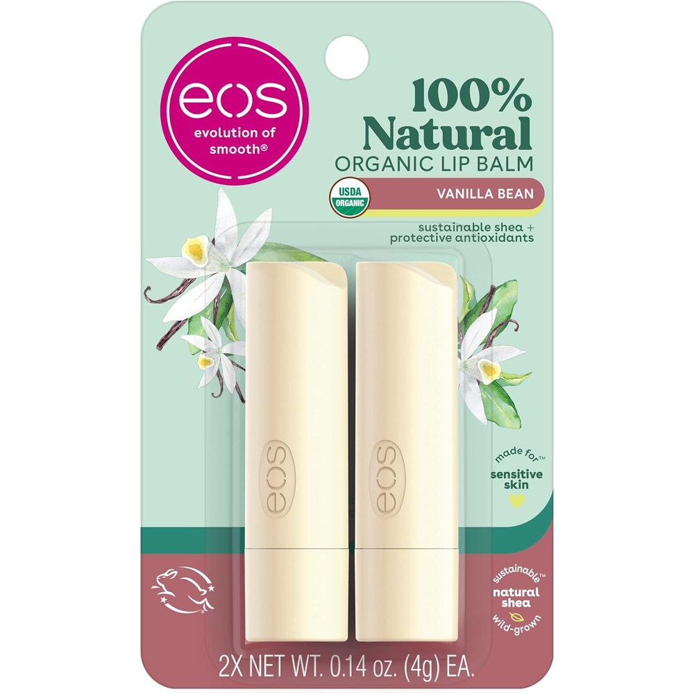 Eos 100% Natural Organic Lip Balm Sticks Vanilla Bean front view