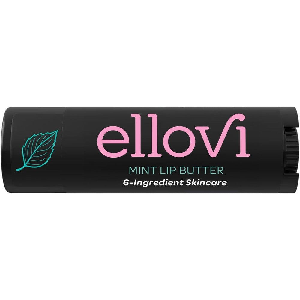 Ellovi Natural Mint Lip Butter front view black tube