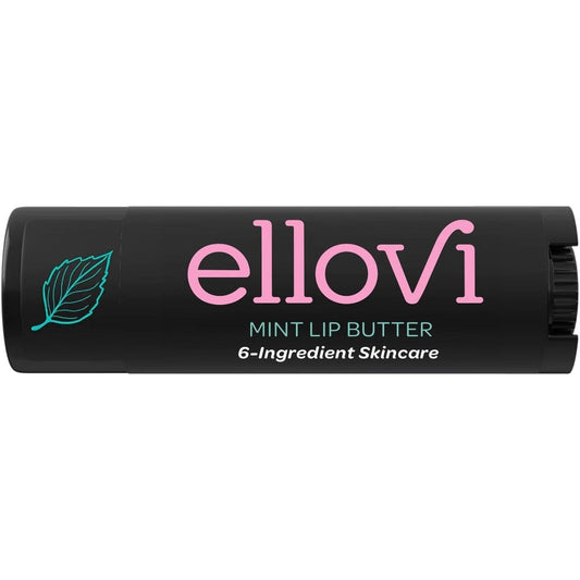 Ellovi Natural Mint Lip Butter front view black tube