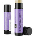Natural Inspirations Pomegranate SPF 30 Lip Butter front view with organic sun protection label.