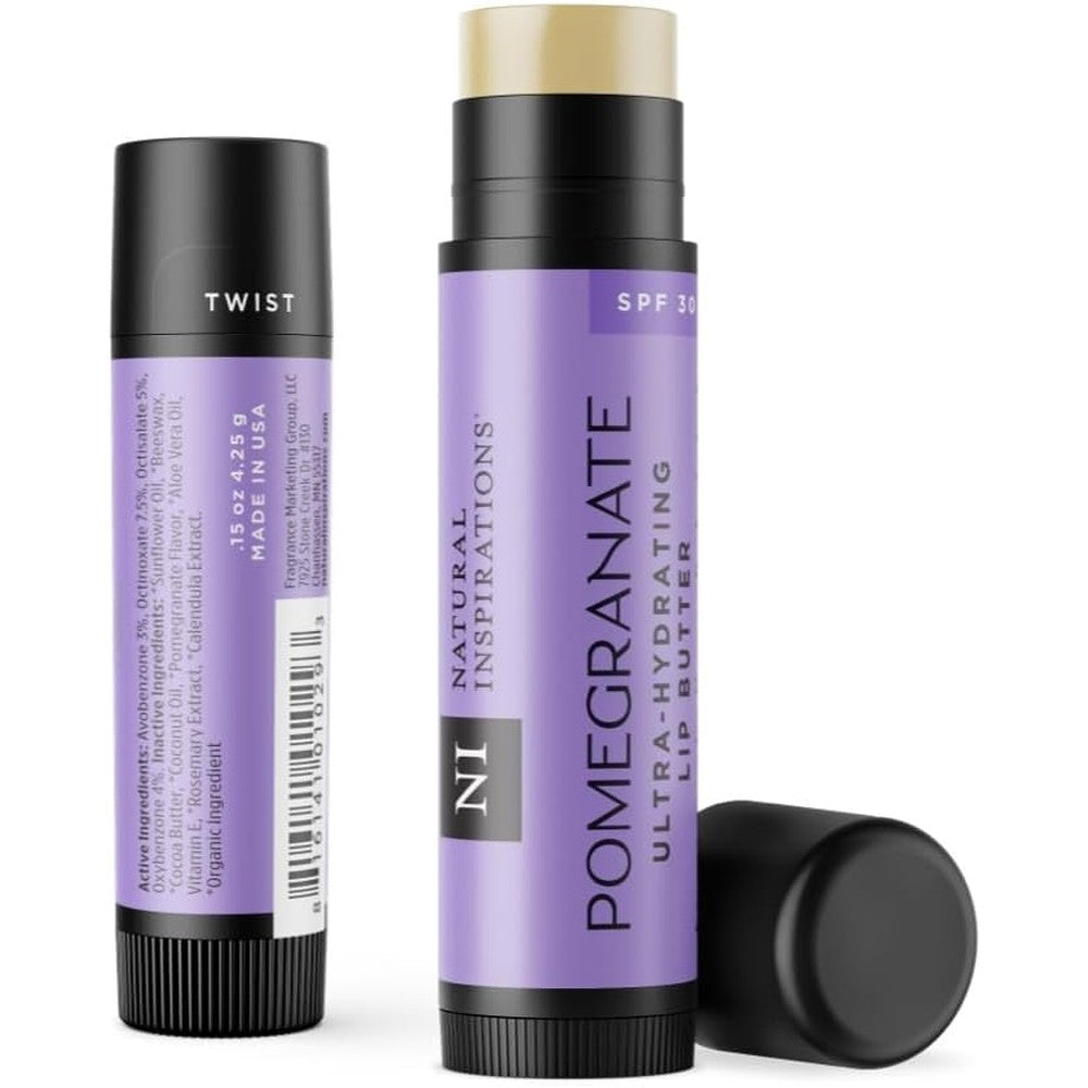 Natural Inspirations Pomegranate SPF 30 Lip Butter front view tube