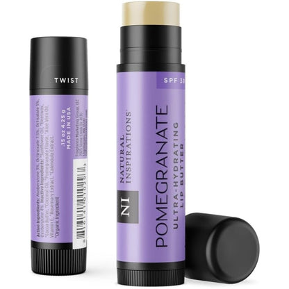 Natural Inspirations Pomegranate SPF 30 Lip Butter front view tube