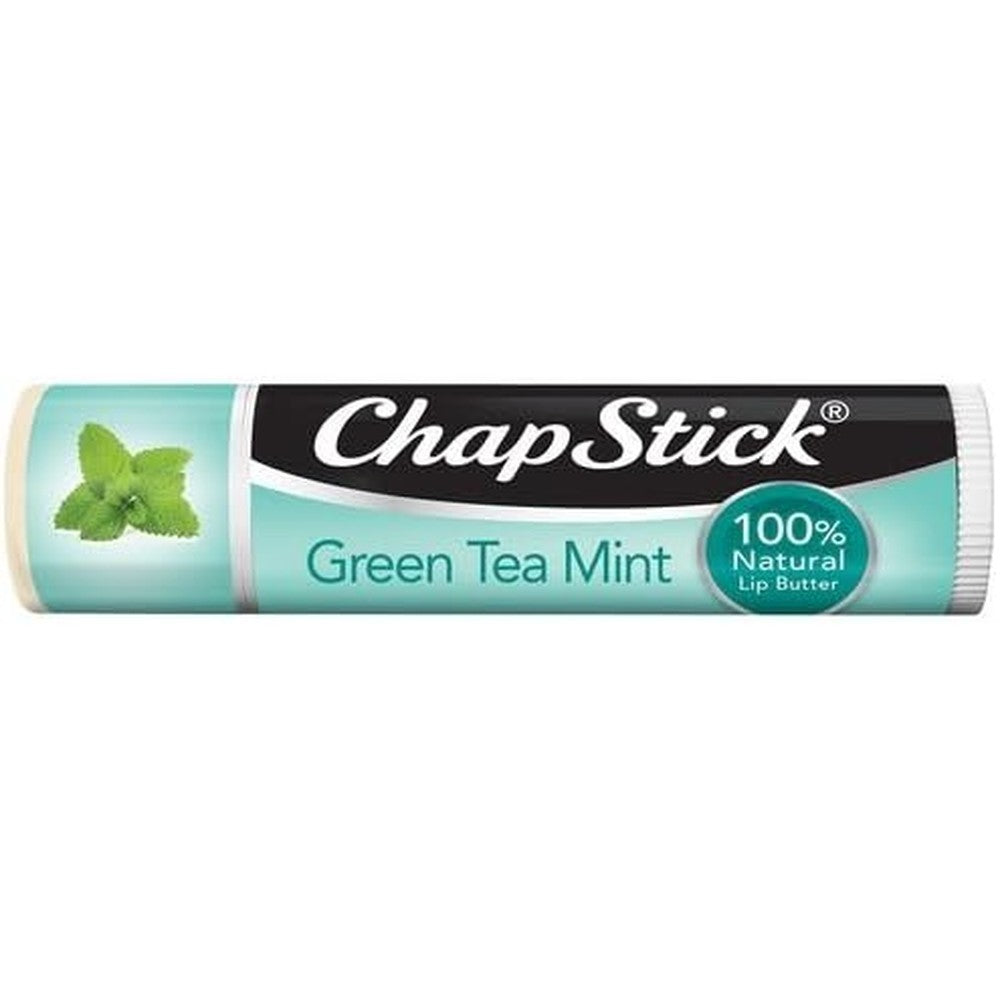 ChapStick 100% Natural Lip Butter Green Tea Mint front view premium imported moisturizing lip balm pack