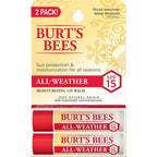 Burt's Bees All Weather SPF 15 Lip Balm front view of two tubes