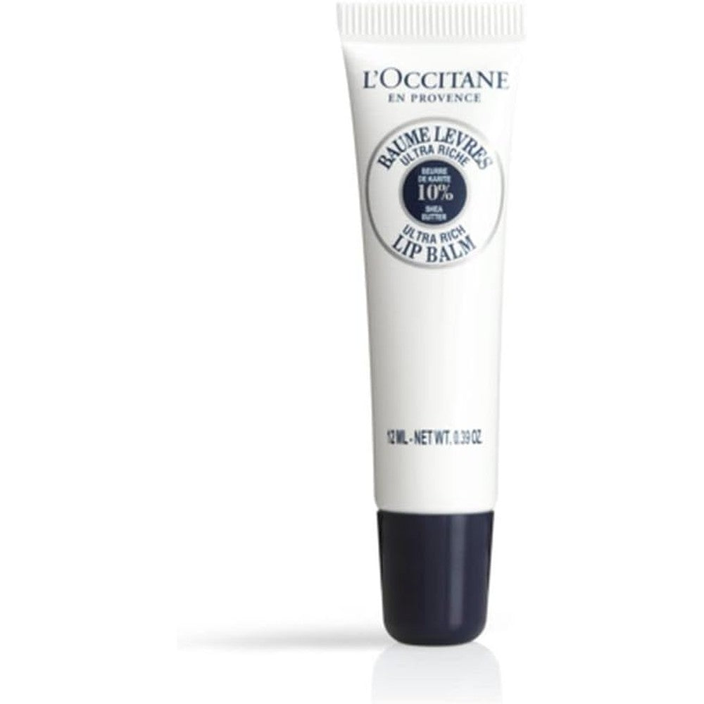 L'Occitane Shea Butter Ultra Rich Lip Balm 12ml front view tube for dry lips