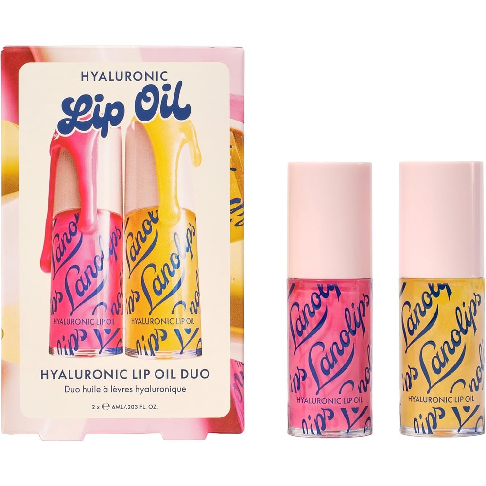 Lanolips Hydrating Lip Oil Duo Gift Set front view packaging
