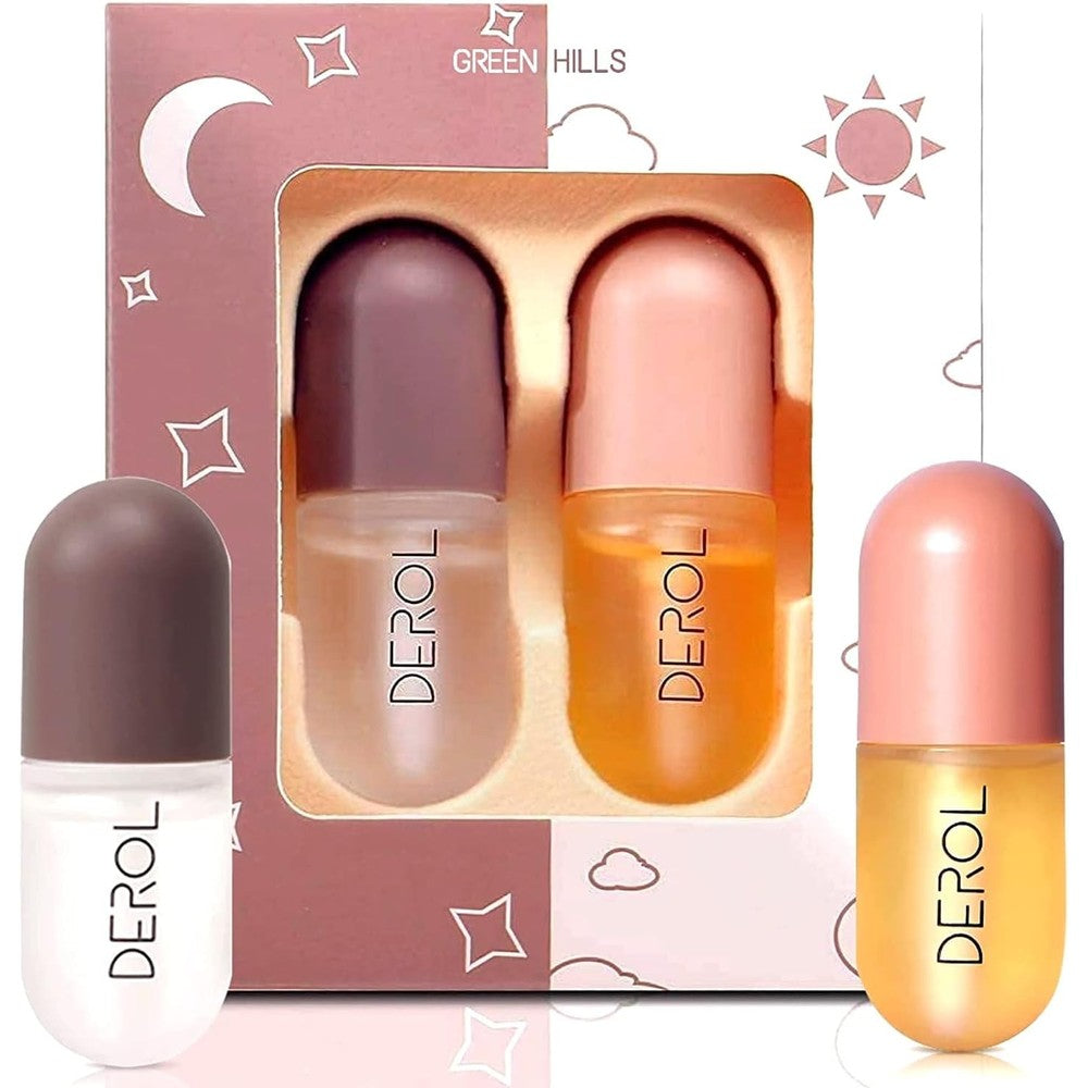 Atorse Green Hills Natural Lip Plumper Set front view showing day and night bottles