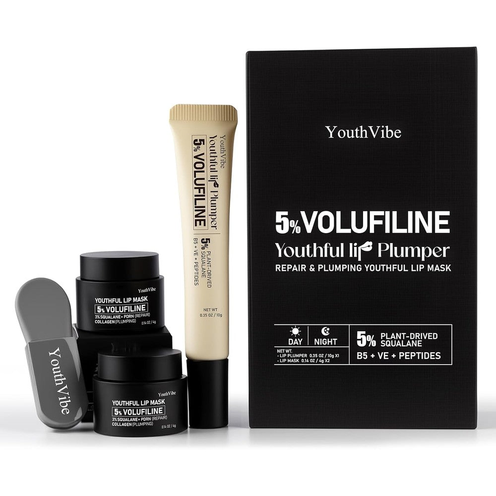 YouthVibe 5% Volufiline Lip Plumper and Care Set front view for authentic lip care