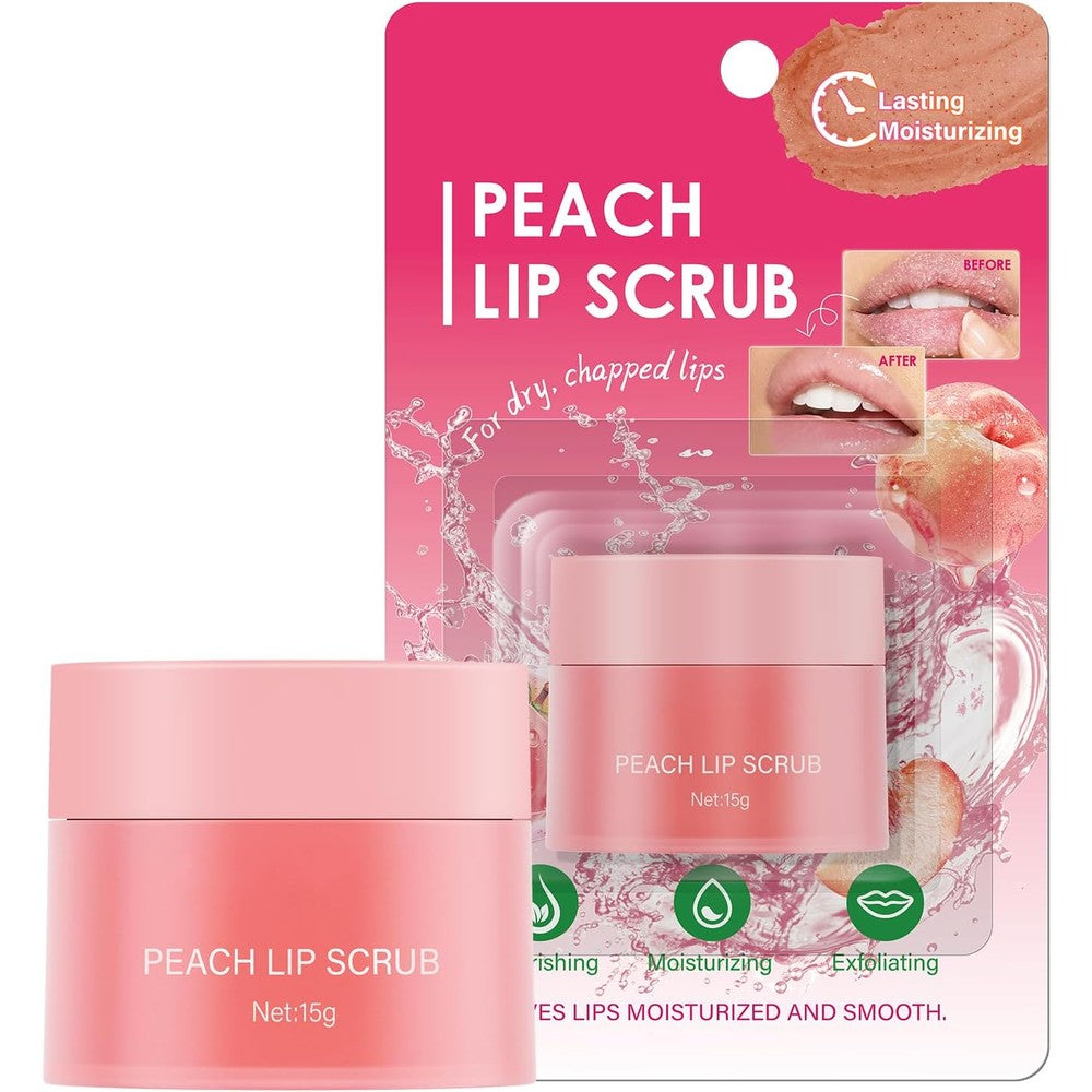 Oupeicharm Peach Lip Scrub front view with packaging