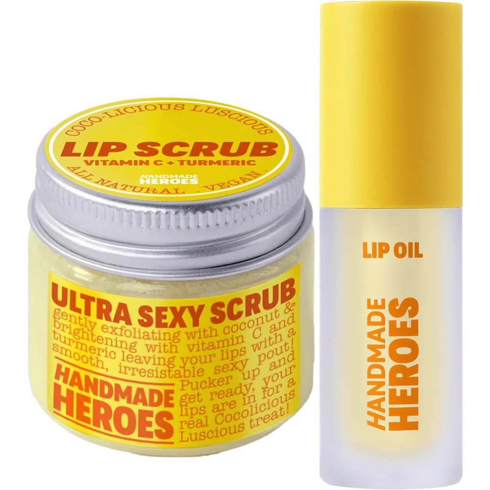 Handmade Heroes Turmeric Lip Scrub and Vitamin C Lip Oil set front view