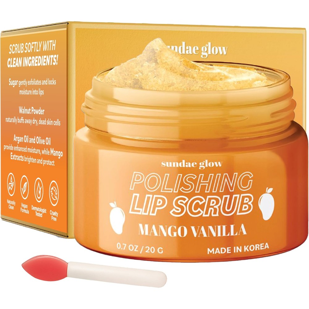 Sundae Glow Mango Vanilla Lip Scrub front packaging view
