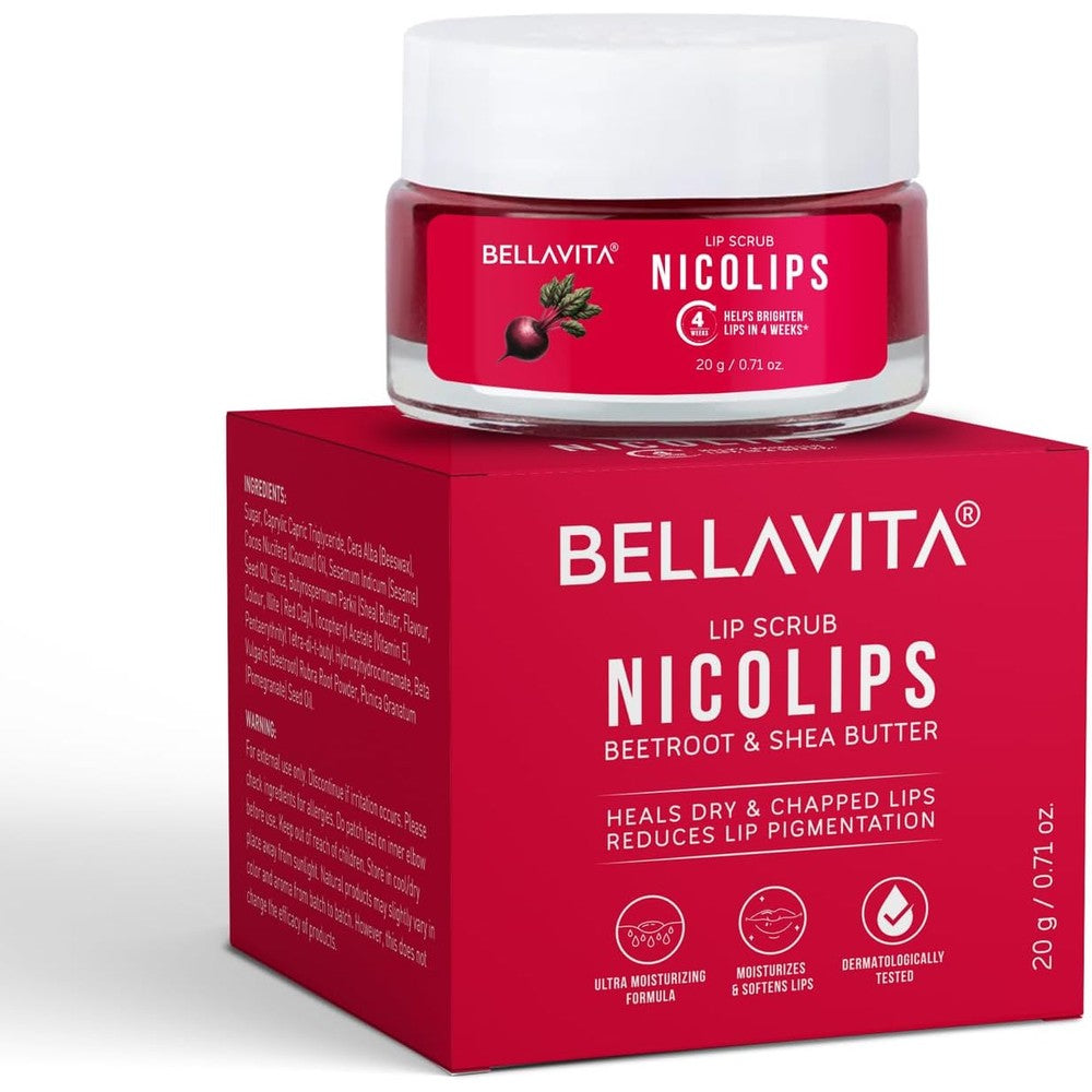 Bella Vita Organic Nicolips Lip Scrub front view jar