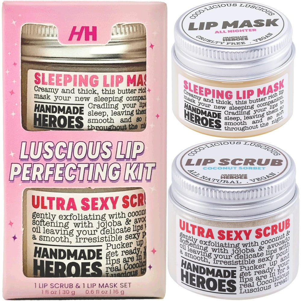 Handmade Heroes Cocolicious lip scrub and mask gift set front view