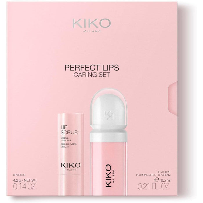 Kiko Milano Perfect Lips Caring Set front view packaging and products.