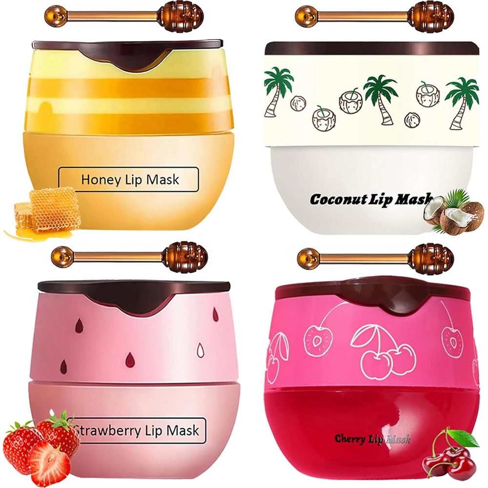 Tirdet Bee Lip Balm Honey Pot set of four front view on white background