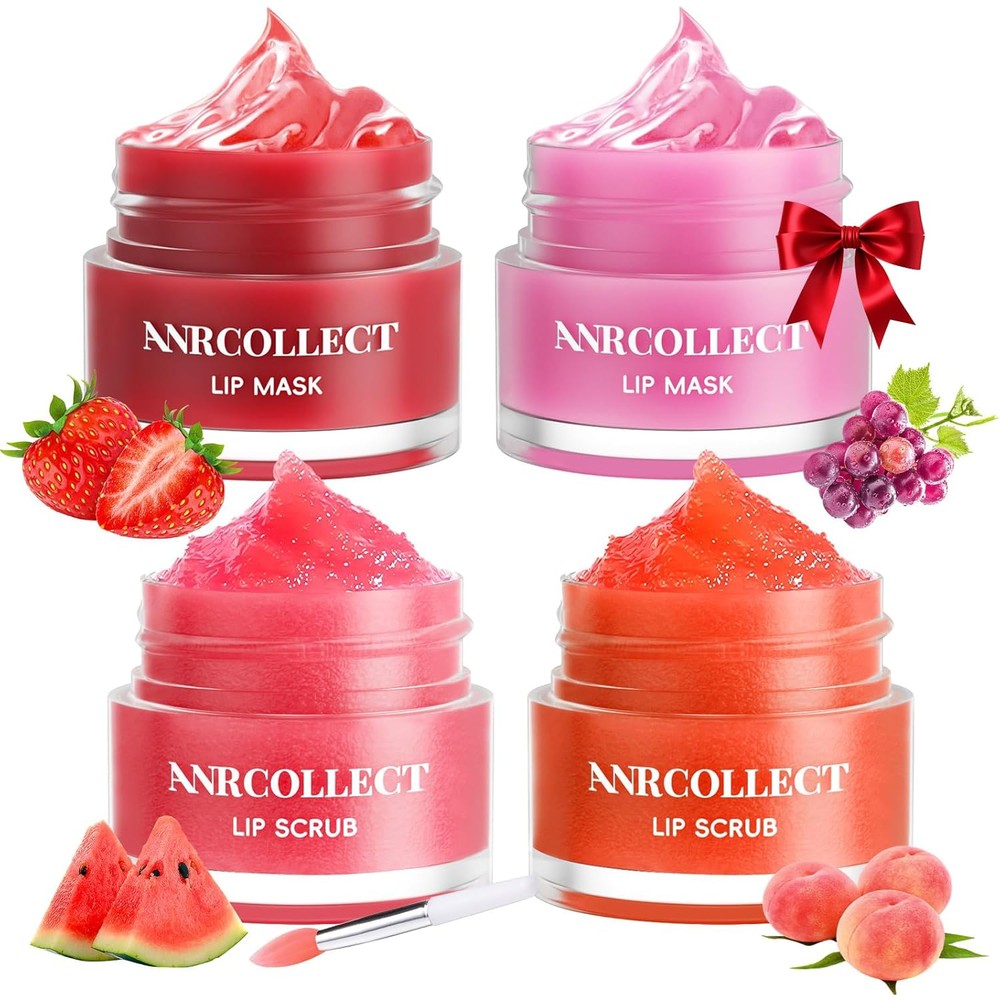 Anrcollect Lip Scrub and Lip Mask 4 pack kit front view